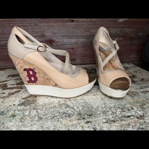 MLB Boston Red Sox Wedges. Size 8. NEW BUT FLAWED. See photos & description​